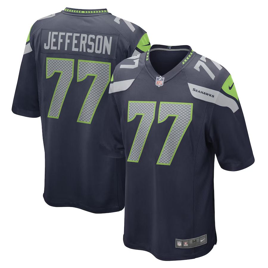 Men Seattle Seahawks #77 Quinton Jefferson Nike College Navy Game Player NFL Jersey